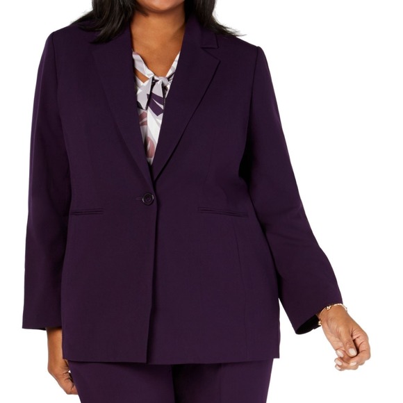 Nine West Women's Blazer Plum Purple Size 16W Plus Notch Collar